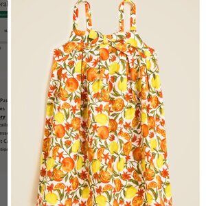 Crewcuts J Crew bow tie dress in linen citrus print sz 7